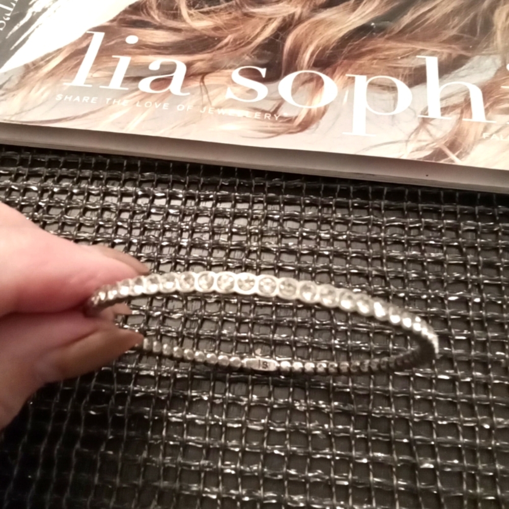 Lia Sophia French Dot Silver-tone Bangle Bracelet S